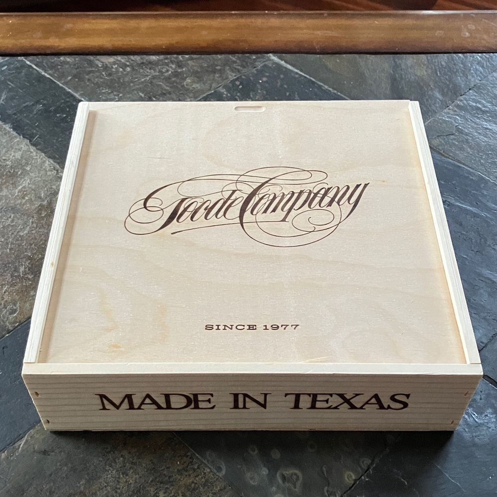 Wooden keepsake box from Goode Company, Made in Texas